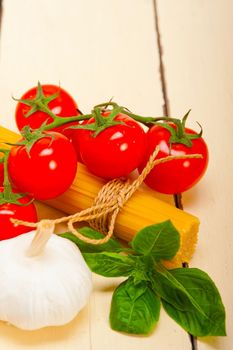 Italian basic pasta fresh ingredients cherry tomatoes garlic and basil