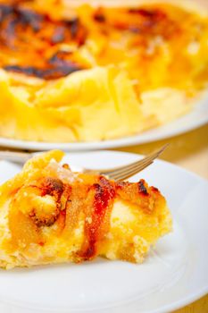 fresh baked  homemade rustic pears pie macro closeup 