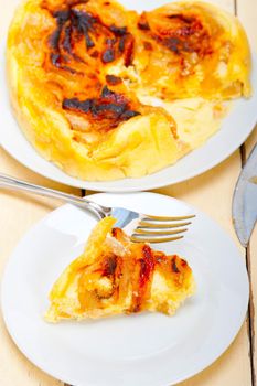 fresh baked  homemade rustic pears pie macro closeup 