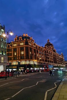 London, United Kingdom, February 8, 2022: night bright street in London