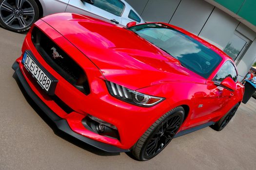 Wroclaw, Poland, August 22, 2021: Beautiful powerful muscle car Ford Mustang