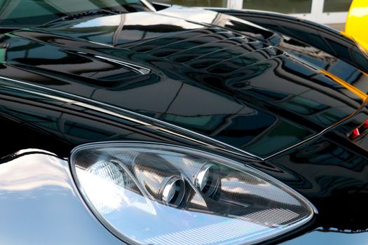 View of a black car of a fast sports car