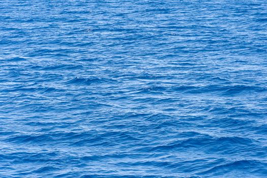 Blue sea surface with waves. Background of calm sea water.
