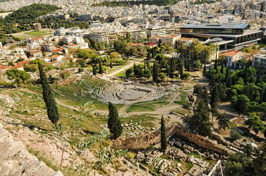 ncient Theater of Dionysus seen from the Acropolis. The Theatre of Dionysus Eleuthereus is a major theatre in Athens, considered to be the world's first theatre