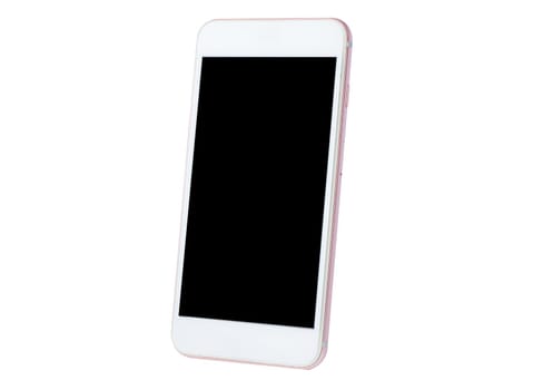 Mobile phone with blank screen isolated on white background.