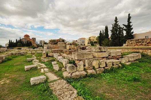 Kerameikos is the archaeological site of an ancient cemetery (twelfth century BC). The cemetery situated near the defensive walls that surrounded the city. Athens, Greece.