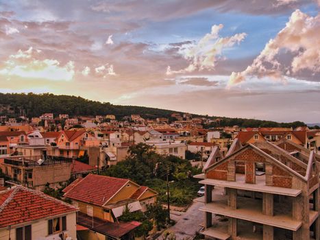 Many houses in the city of Kefalonia of Greece