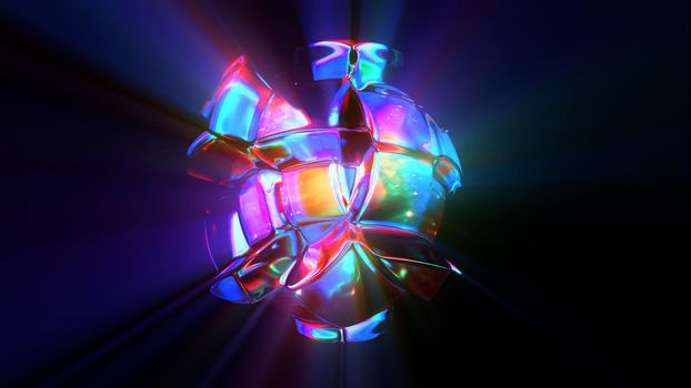 3d rendered abstract shape with detailed reflection and dispersion