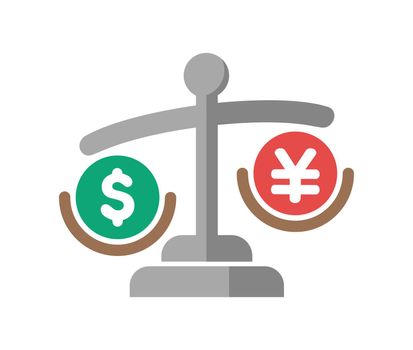 Japanese yen depreciation ( against US dollar ) vector icon illustration