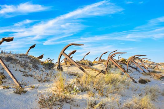 tThe old Anchor cemetery at the Barril beach Portugal