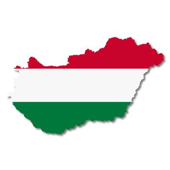 A Hungary map on white background with clipping path to remove shadow 3d illustration