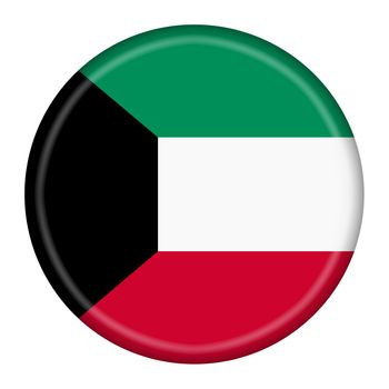 A Kuwait flag button 3d illustration with clipping path