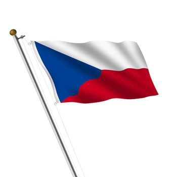 A Czech Republic Flagpole 3d illustration on white with clipping path