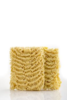 Raw Instant noodles. Close up instant noodles texture for background and packing design.