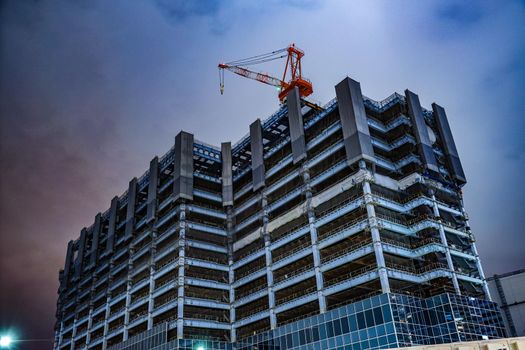 High-rise building construction site of Yokohama, Minato Mirai. Shooting Location: Yokohama-city kanagawa prefecture