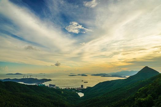 Hong Kong sunset view seen from Victoria peak. Shooting Location: Hong Kong Special Administrative Region