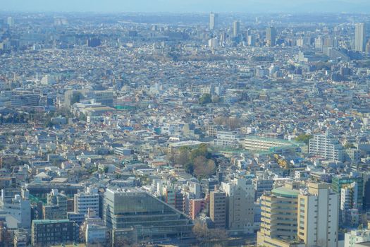 Ebisu Garden Place Place View from the city of Tokyo. Shooting Location: Tokyo metropolitan area