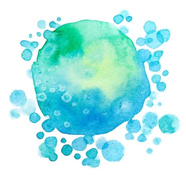 Abstract watercolor gradient blue drops background