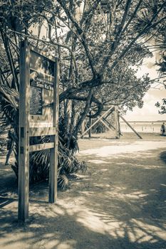 Muyil Mexico 02. February 2022 Information entrance walking trails and welcome sing board to the Sian Ka'an National Park in Muyil Chunyaxche Quintana Roo Mexico.