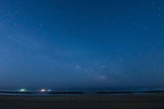 Starry sky seen from Sendai City Arama coast. Shooting Location: Sendai, Miyagi Prefecture