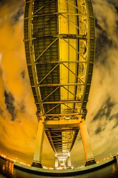 Yokohama Baybridge at night. Shooting Location: Yokohama-city kanagawa prefecture