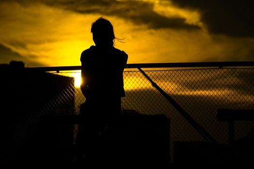 Minato Mirai cityscape and people silhouettes. Shooting Location: Yokohama-city kanagawa prefecture