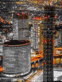 Yokohama night scene (single color processing: orange). Shooting Location: Yokohama-city kanagawa prefecture