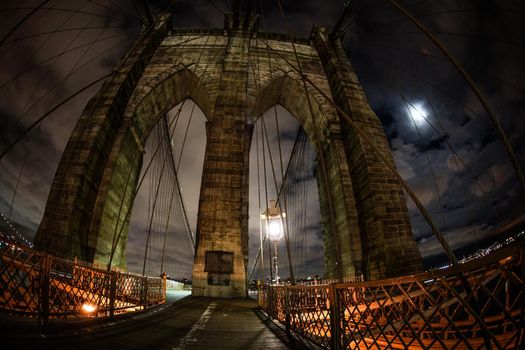 Night Brooklyn Bridge. Shooting Location: New York, Manhattan
