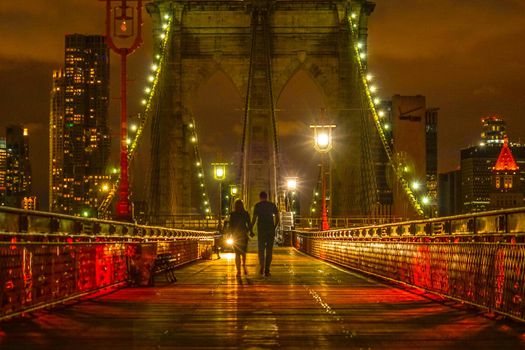 Night Brooklyn Bridge. Shooting Location: New York, Manhattan