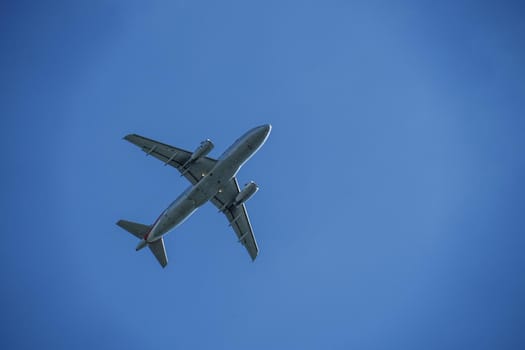 Image of blue sky and airplane. Shooting Location: Tokyo Musashino City