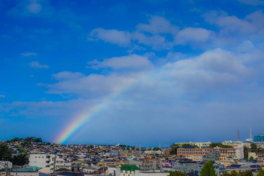 Rainbow and Yokohama Oguchi city. Shooting Location: Yokohama-city kanagawa prefecture