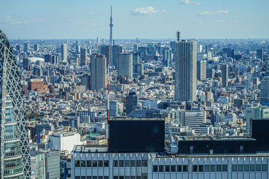 Tokyo cityscape seen from the Observatory of Tokyo Metropolitan Office. Shooting Location: Tokyo metropolitan area