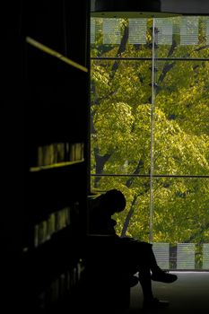 Library and male. Shooting Location: Sendai, Miyagi Prefecture