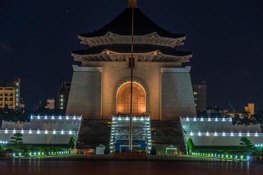 Night view (Taiwan / Taipei) of Masahiro Naito / Liberal Square. Shooting Location: Taiwan, Taipei