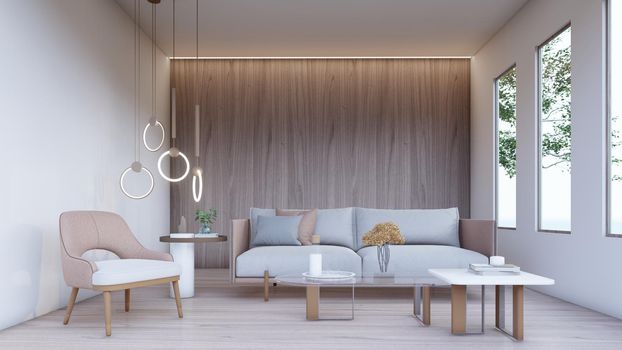 3D Interior Rendering Of Living Room Illustration