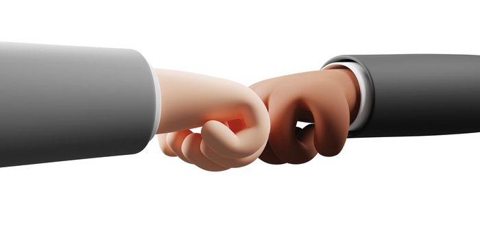 Business fist bump isolated on white background 3D render