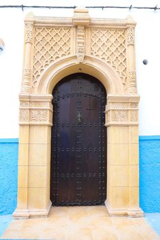 Door of a building in Kasbah of the Udayas in Rabat City, Morocco