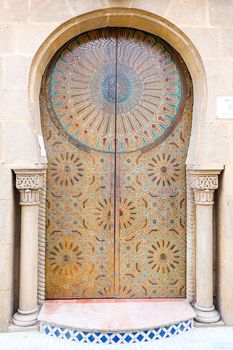 Door of a building in Kasbah of the Udayas in Rabat City, Morocco