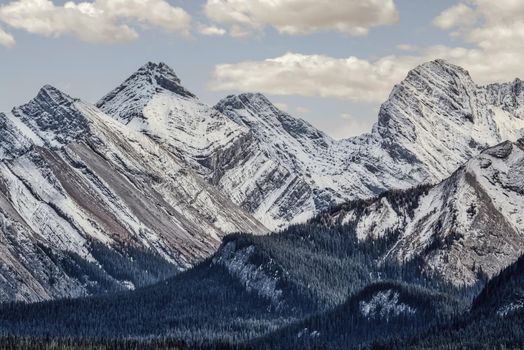 Banff Mountain Peaks in snow