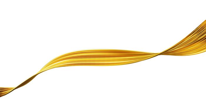 Abstract gold wave isolated on white background 3D render