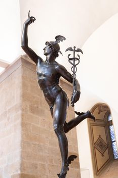 Florence, Italy - Circa June 2021: Flying Mercury by Giambologna, 1580. This is his most famous sculpture, symbol of Italian Renaissance.