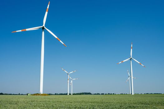 Modern wind energy plants seen in Germany