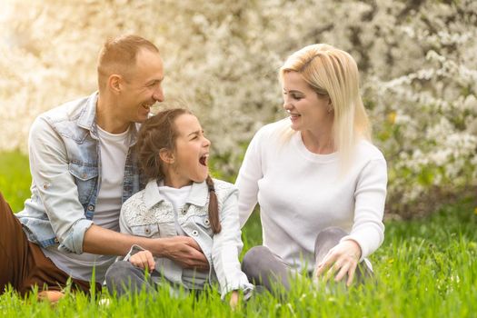 happy young family spending time outdoor.