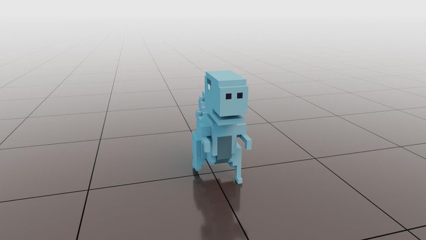 3d illustration -character made in voxel art style