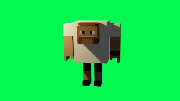 3d illustration -character made in voxel art style