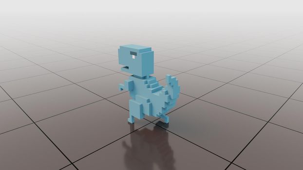 3d illustration -character made in voxel art style