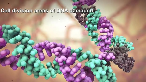 Dna disorder. Strand structure. Science chemistry and medical concept. 3D illustration
