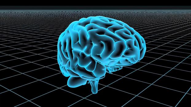 3D Medical 3D illustration of human brain rotating on black background