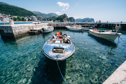 Fishing boats in clear water. High quality photo