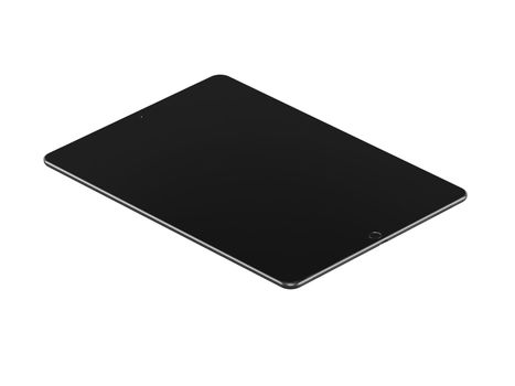 Black isolated on a white background tablet computer with a blank screen